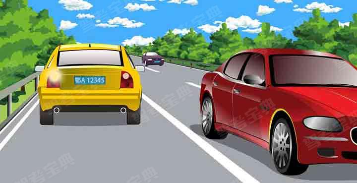 图中黄色机动车驾驶人在高速公路逆向行驶，会被记6分。